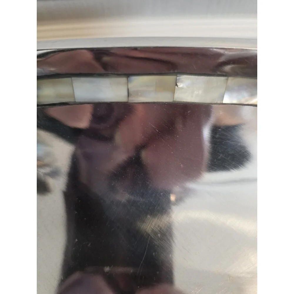 Vintage Towle Silversmiths Square 10” Bowl with Inlaid Mother of Pearl/ India